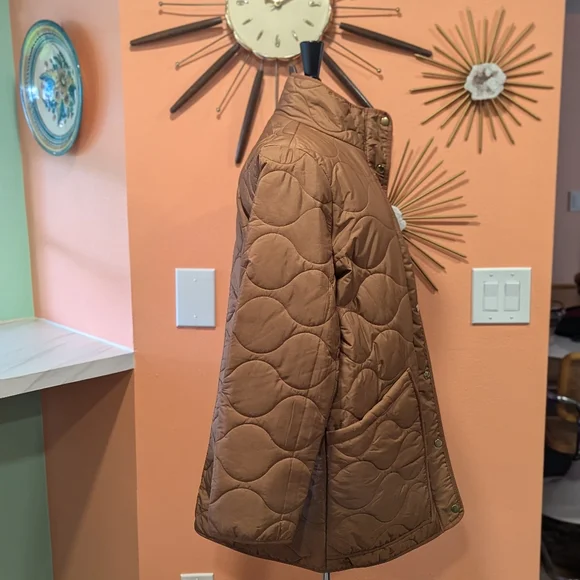 J Crew Large Quilted Cocoon Puffer Coat Primaloft Dark Nutmeg Brown AQ470 - Picture 10 of 16